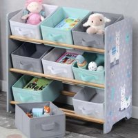 Етажерка за детски играчки-66х59,5х30/детска етажерка с текстилни кутии, снимка 2 - Мебели за детската стая - 35334444