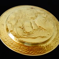 Персийска месингова чиния,плато,пано,камила. , снимка 3 - Антикварни и старинни предмети - 32380606