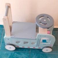 Дървена бебешка количка за бутане с проходилка 2х1, снимка 2 - Детски колички - 43879829