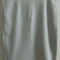 Вталена права пола в сив меланж от трико, снимка 2 - Поли - 32911397