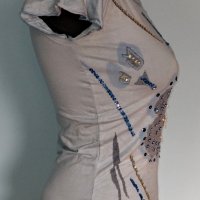 Декорирана еластична блуза / памук и ликра - хипоалергична, снимка 4 - Тениски - 26696649