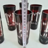 кристални чаши цветен червен кристал, снимка 4 - Антикварни и старинни предмети - 28765844