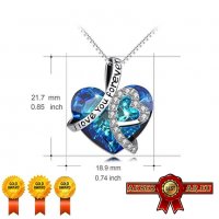 Колие медальон модно стилно украшение Обичам те завинаги океанско кристално сърце верижка за момичет, снимка 8 - Колиета, медальони, синджири - 38380870