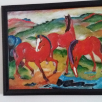 Картина с рамка Червени коне, снимка 2 - Картини - 36575931
