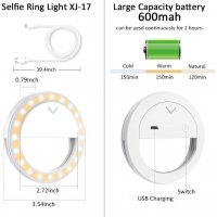 Селфи светлина за снимки Фото пръстен 4 режима 10 нива на яркост USB, снимка 4 - Чанти, стативи, аксесоари - 33636202