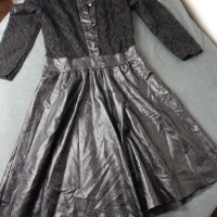 S/M черна къса рокля с дантела и кожа, снимка 5 - Рокли - 40272006