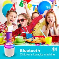 Aisuo Детска караоке машина Aisuo, преносим Bluetooth високоговорител с 2 безжични микрофона, розова, снимка 6 - Музикални играчки - 43947506