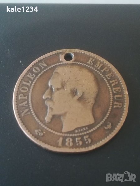 Наполеон. Медальон. 1855г. Император Наполеон. Монета. Франция. Napoleon. Стара монета. , снимка 1