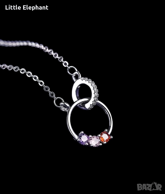 Pre order Сребърно колие бранд с кристали multicoloured/ново, снимка 1