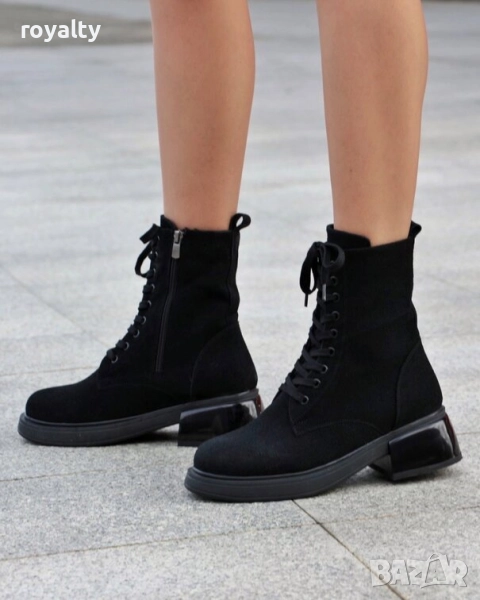 Равни боти - черен велур, снимка 1