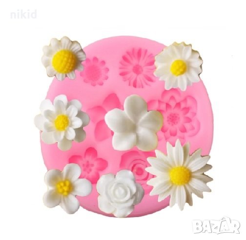 7 дребни цветчета силиконов молд форма декорация торта фондан сладки мъфини, снимка 1