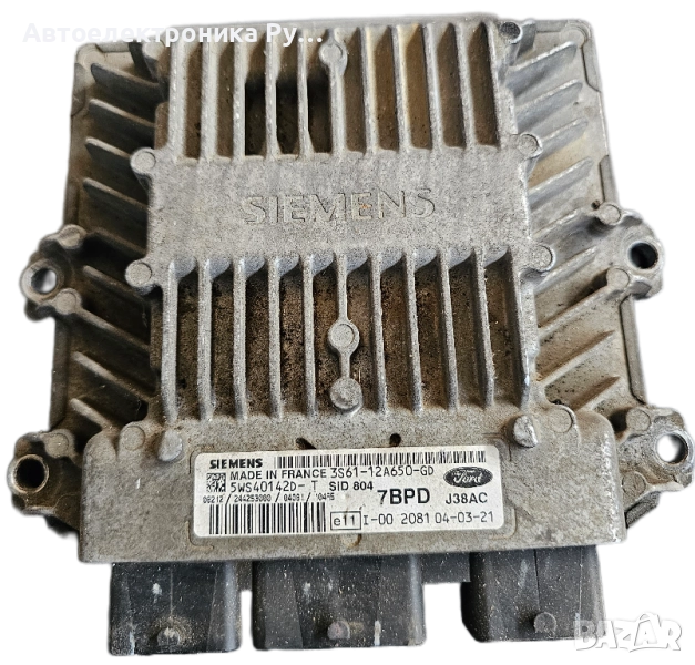 компютър FORD 1.4 TDCI 5WS40142D-T, 5WS40142DT, 3S61-12A650-GD, 3S6112A650GD, SID 804 , снимка 1