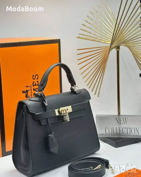 Hermes • стилна дамска черна чанта , снимка 1
