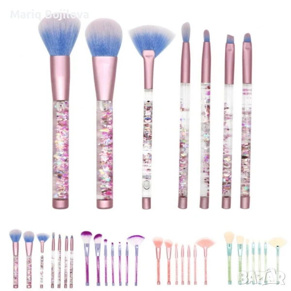 Четки за грим с кристални дръжки - 7 броя HZS86, снимка 1