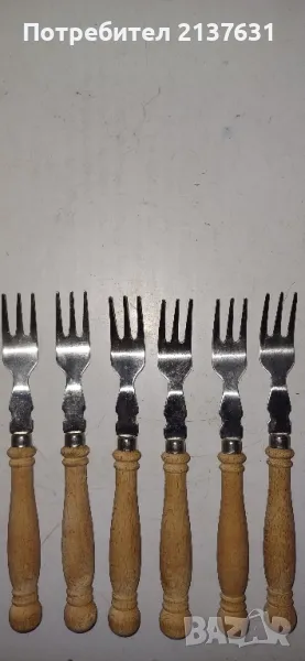 НОВИ ! РЕТРО  ВИЛИЦИ с дървени дръжки , снимка 1