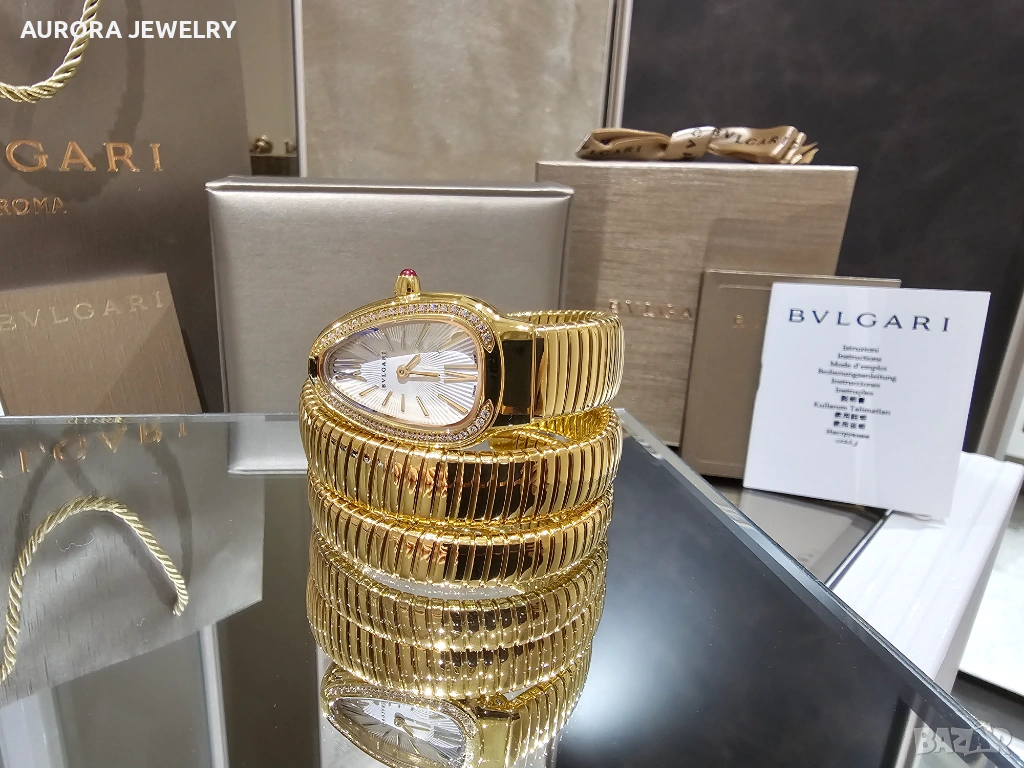 BVLGARI Serpenti Tubogas Snake Gold Diamonds Дамски Часовник, снимка 1