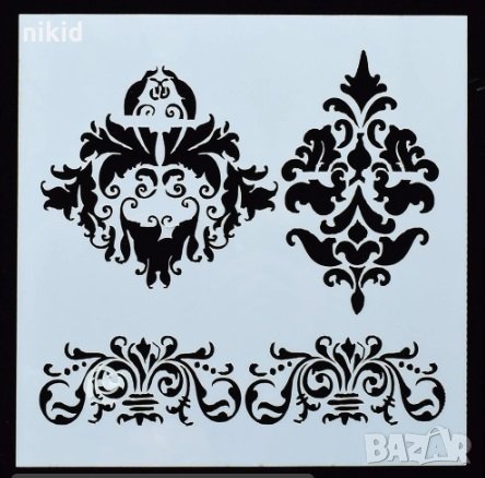 4 орнамента малък шаблон стенсил спрей за торта украса кекс декорация с пудра захар, снимка 1