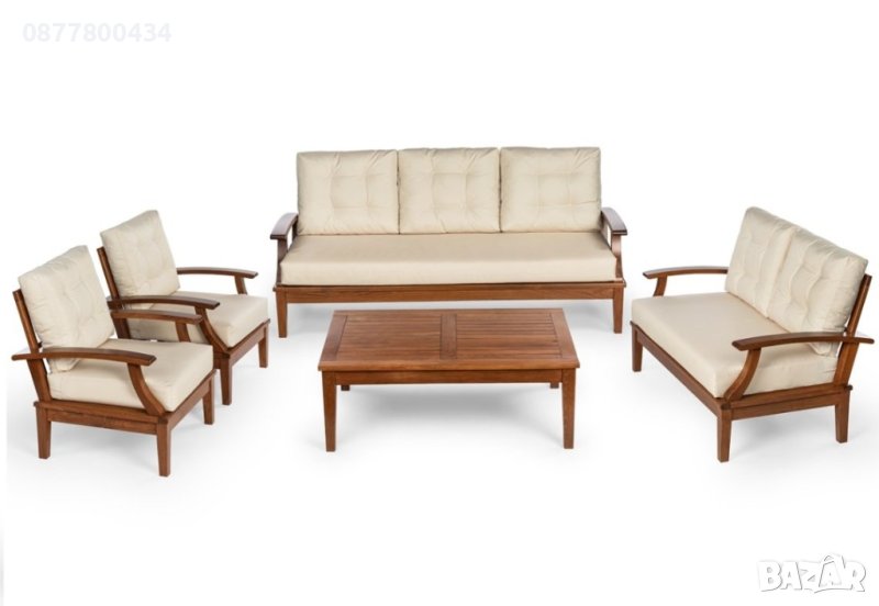 Луксозен 7местен комплект за градина от масив бук по поръчка с луксозни меки части , снимка 1