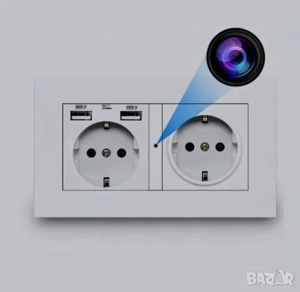 Скрита шпионска Wifi камера в двоен контакт с 2 USB порта, снимка 1
