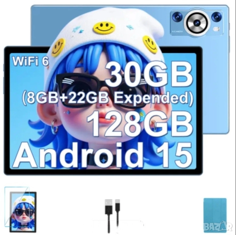 Нов таблет DEERTiME с Android 15, 10.1", 30GB RAM, 128GB ROM 1TB, 8-ядрен, снимка 1