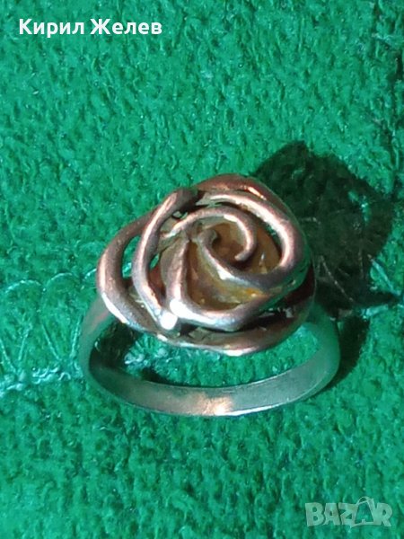 СРЕБЪРЕН РЕТРО АРТ ПРЪСТЕН РОЗА СРЕБРО 925 АЖУРНА РЪЧНА СТАРА ИЗРАБОТКА 40155, снимка 1