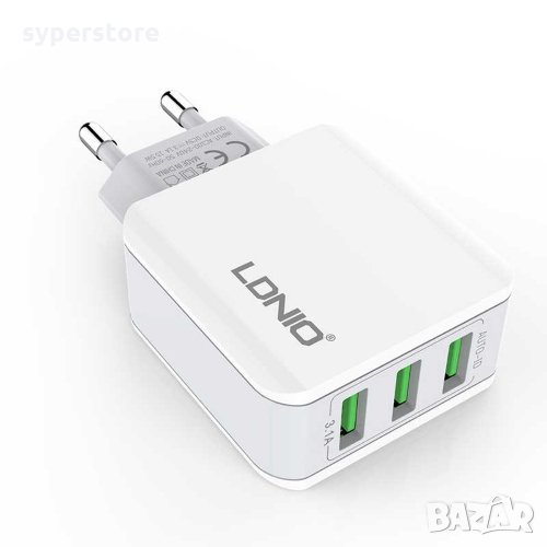 Зарядно 220V / 3.1A за телефон и таблет с 3-USB изхода LDNIO A3301 SS000131 за Samsung,Nokia,LG,iPho, снимка 1