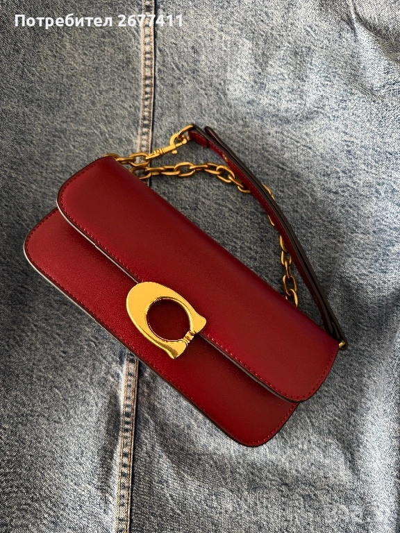 Дамска червена чанта Coach , снимка 1