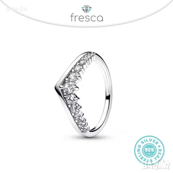 НОВО! Дамски пръстен Fresca по модел тип Пандора Pandora с печат S 925 Princess, снимка 1
