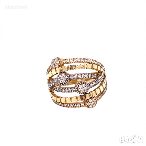 Златен дамски пръстен 4,52гр. размер:55 14кр. проба:585 модел:21616-5, снимка 1