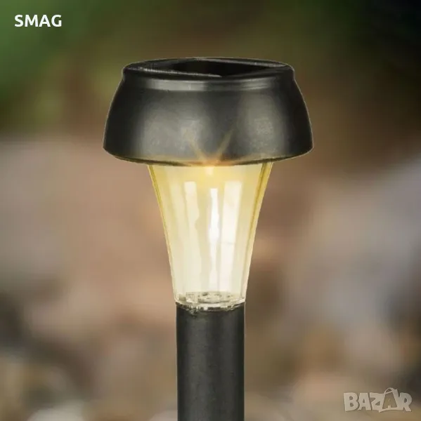 Слънчев соларен фенер лампа кръгъл черен 18.5см S_1220602, снимка 1