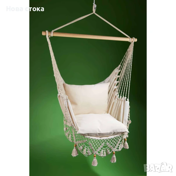 Хамак – люлка с 2 бр. възглавници, бежов цвят, снимка 1