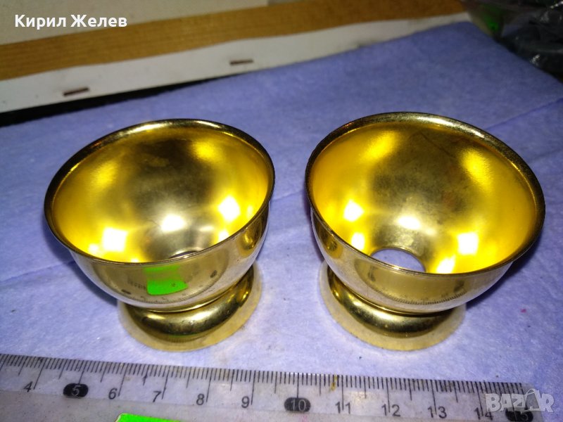 ДВЕ ЗЛАТИСТИ МЕСИНГОВИ ВИНТИДЖ ЧАШКИ За ВАРЕНИ ЯЙЦА 41275, снимка 1