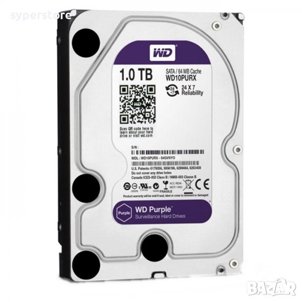 HDD твърд диск, 1TB WD Purple, SS300395, снимка 1
