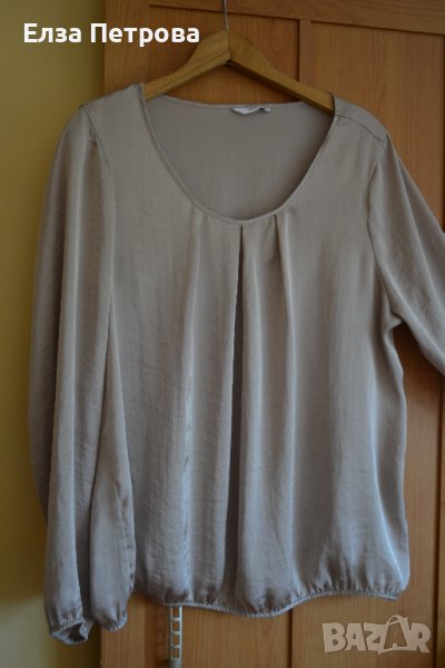 Банкетна сатенена светло сиво-бежова блуза, снимка 1