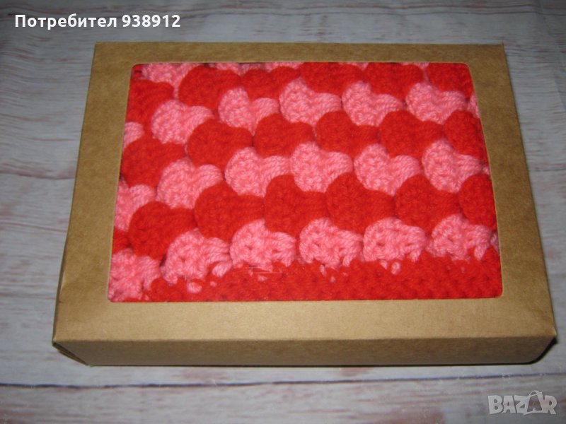 Дамски шал "Сладолед" в розово и червено, снимка 1