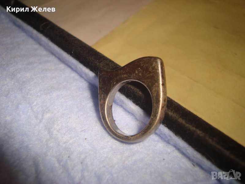 СТАР ПОСРЕБРЕН СТИЛЕН СТОМАНЕН АРТ ПРЪСТЕН МАЙСТОРСКА ИЗРАБОТКА НЕРЪЖДАЕМА СТОМАНА 27596 , снимка 1