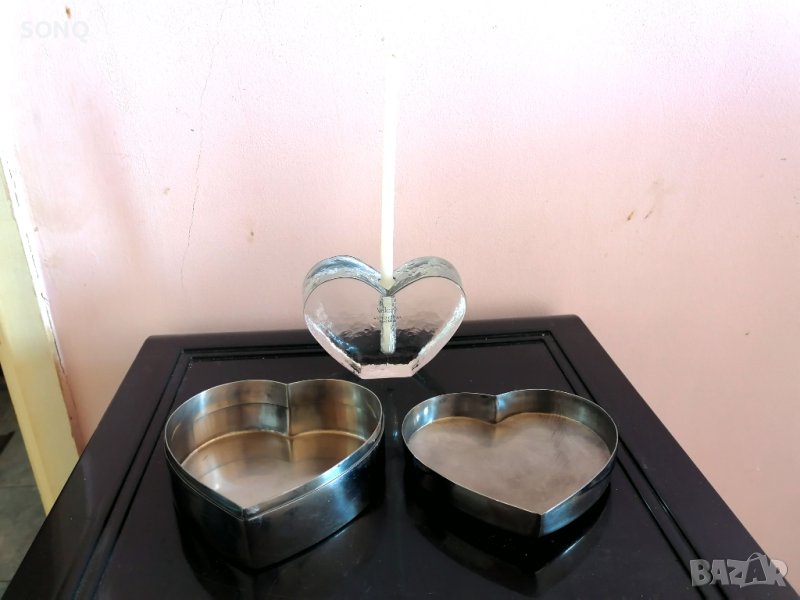 Прекрасна Ваза- Свещник - Сърце-Valery Silver Glass, снимка 1