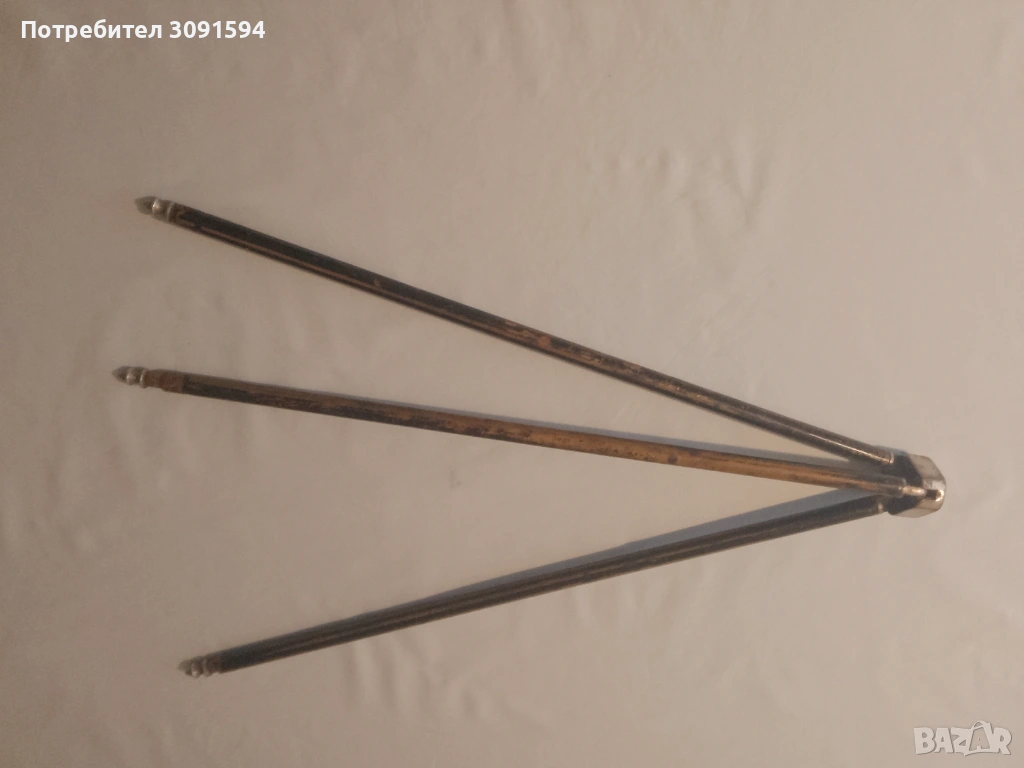 Винтидж френски бронзов метален разтегателен статив за камера, телескоп, научно оборудване, лампа, с, снимка 1