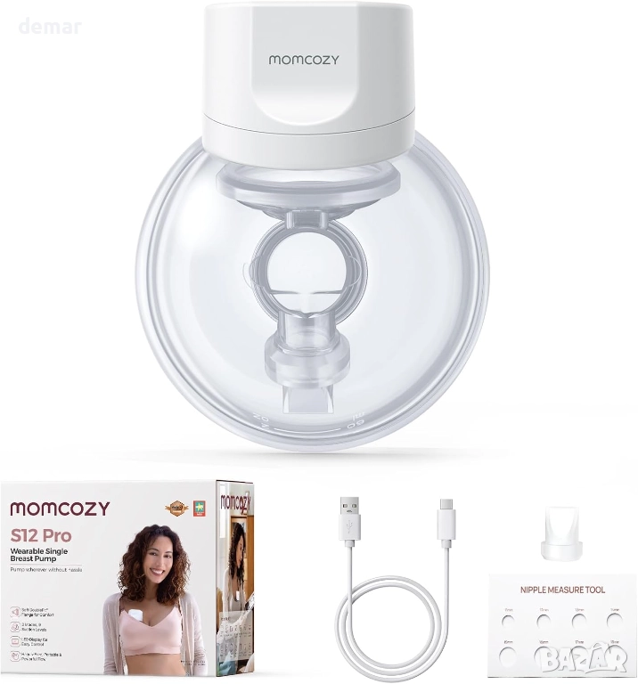 Momcozy S12 Pro преносима електрическа помпа за кърма, 1 брой, бяла, снимка 1