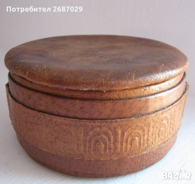 Стари кожени кутии, чиния, изделия от кожа , снимка 1