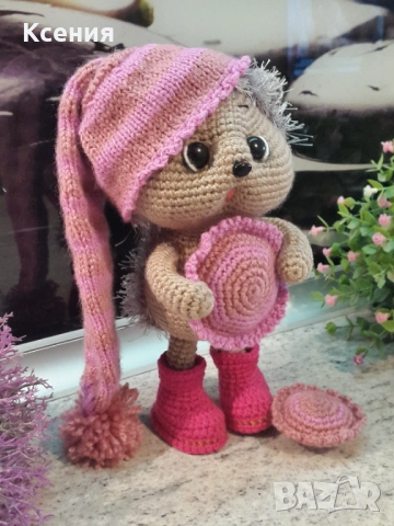 Плетена играчка ”Сънлив Таралеж”, Плетени, ръчно изработени, прекрасен подарък, снимка 10 - Плюшени играчки - 52510078