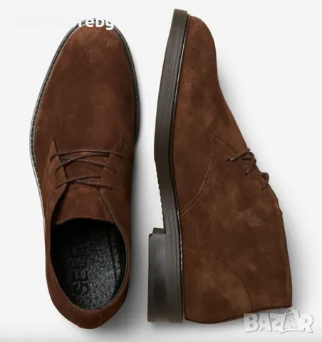 (-60%) Мъжки боти естествен велур Selected Homme, Кафяв, 42, снимка 5 - Мъжки боти - 48523913