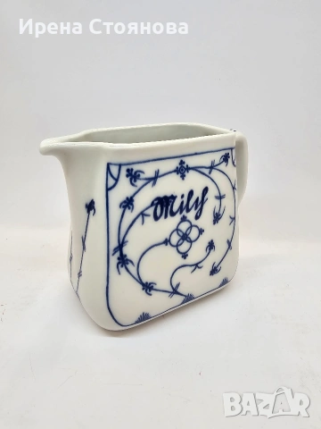 Кана за мляко с декор сламено цвете, "Indisch Blau" Walter. Кана за мляко с декор сламено цвете , снимка 7 - Сервизи - 53390121