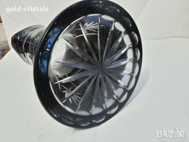 Голяма кристална кана ваза цветен червен кристал, снимка 4 - Антикварни и старинни предмети - 34804564