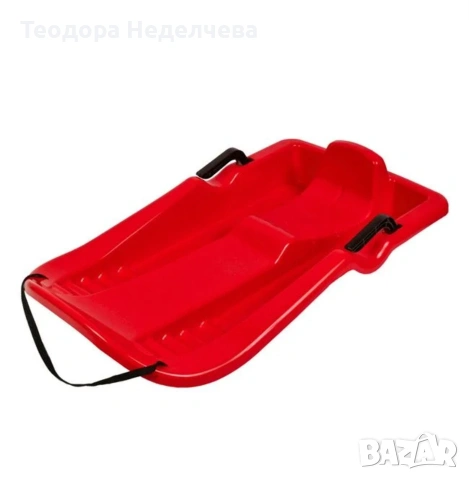 Червена/синя пластмасова шейна с размери 86x46x15.5 см.