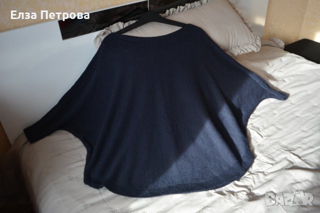 Зимна тъмносиня блуза три четвърта ръкав прилеп, снимка 2 - Блузи с дълъг ръкав и пуловери - 43861061