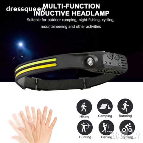 W689-2 LED челник за глава мощна двойна лента и сензор за движение, снимка 4 - Други инструменти - 44908726