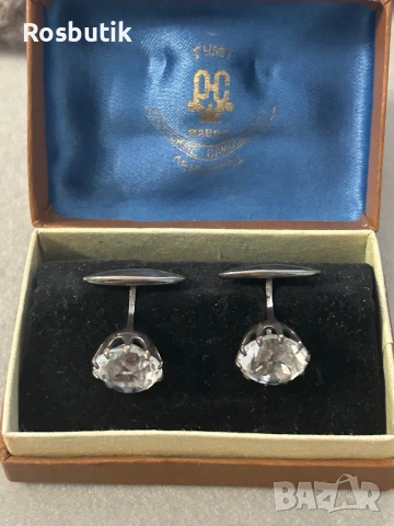 Антикварни редки Съветски сребърни ръкавели с планински кристал , снимка 9 - Антикварни и старинни предмети - 53430509