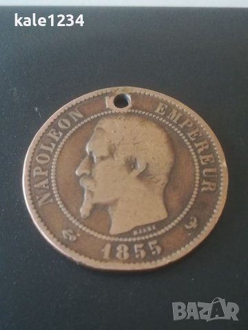 Наполеон. Медальон. 1855г. Император Наполеон. Монета. Франция. Napoleon. Стара монета. 