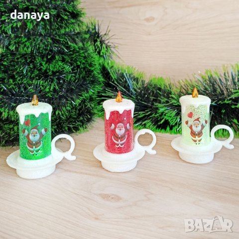 3178 Цветна коледна електронна свещ с преливащи светлини, 8см